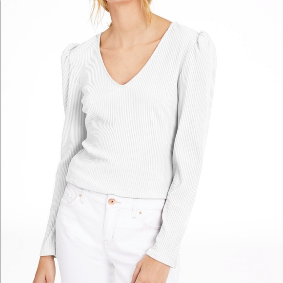 INC International Concepts Tops - INC Bright White Puff Shoulder Long sleeve Top